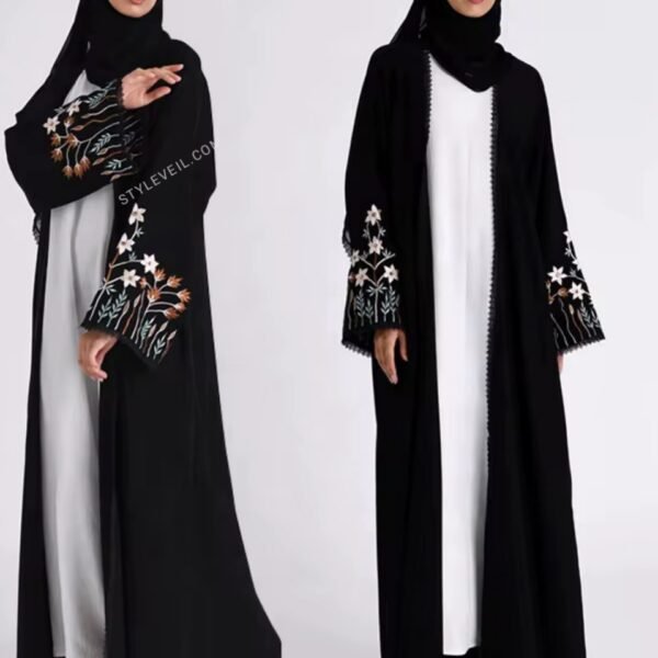Elegant Floral Embroidery Abaya – Modest Fashion for Women