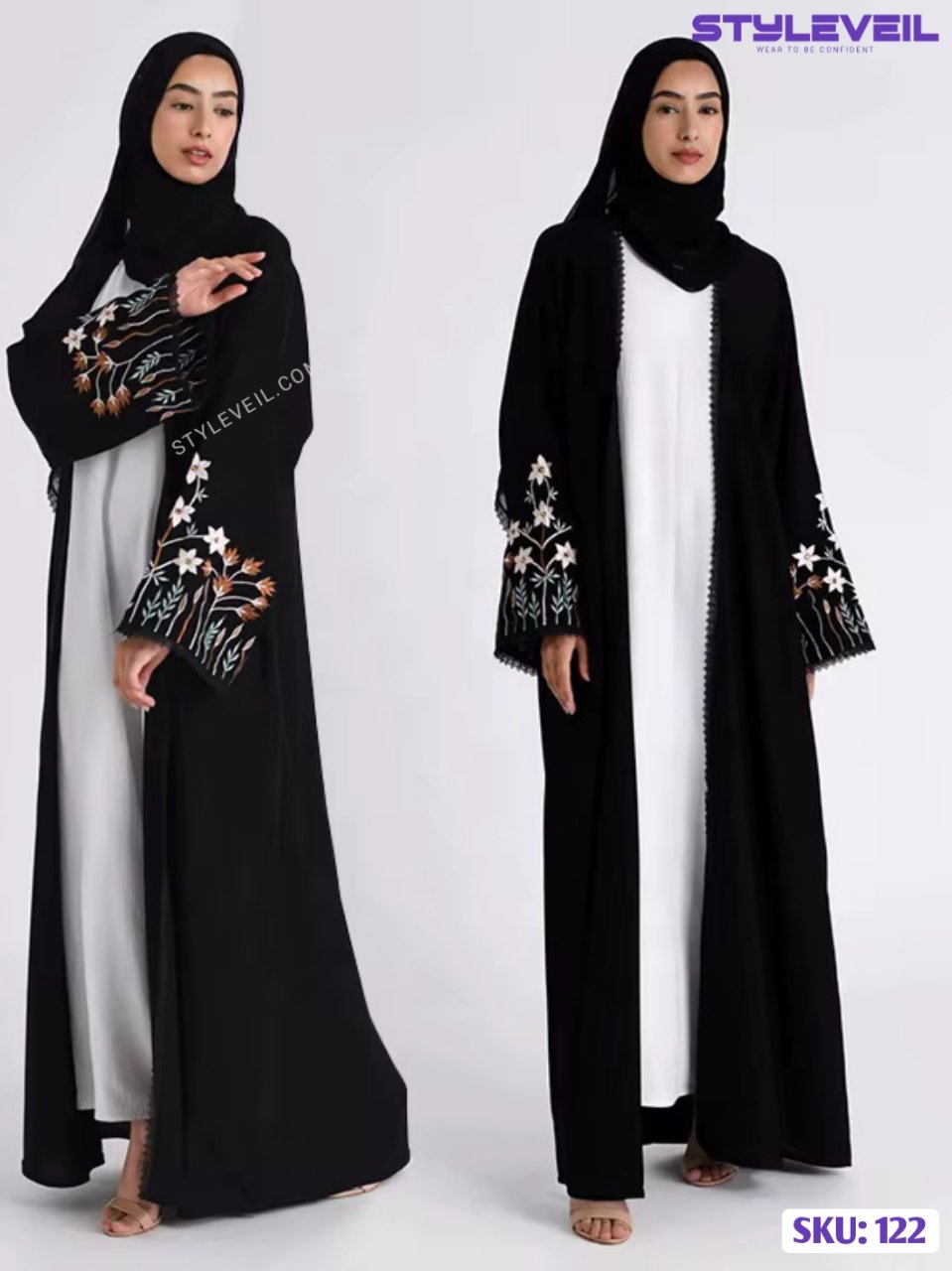 Elegant Floral Embroidery Abaya – Modest Fashion for Women
